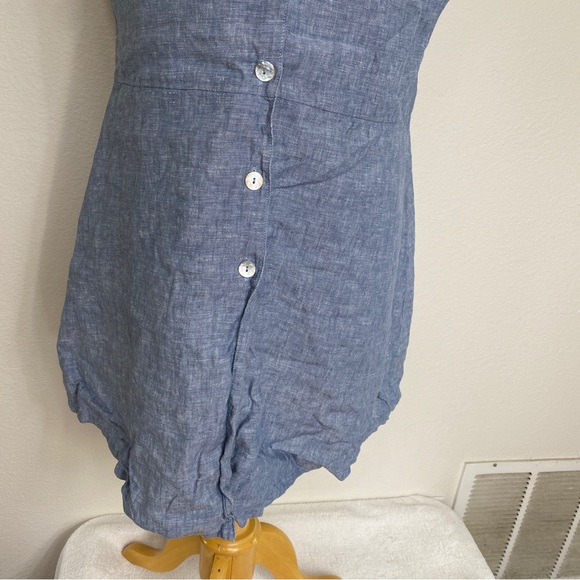 Bryn Walker Blue Chambray 100% Linen Sleeveless Button Tunic Blouse Size Medium - Picture 6 of 15
